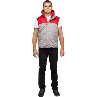 Жилет рабочий утепленный мужской серый/красный (размер 60, рост 170-176)