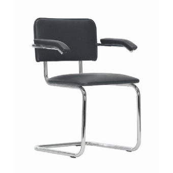 Конференц-стул Silwia Arm черный (искусственная кожа/металл хромированный)