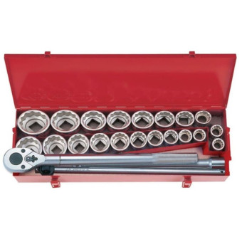 Набор головок двенадцатигранных King Tony 22-50 мм 3/4" 24 предмета (6224CR)