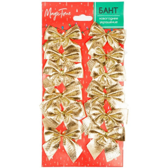 Новогоднее украшение Magic Time Бант 5 см золотистый (93278)