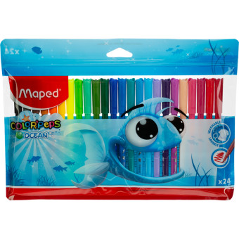 Фломастеры Maped Color'peps Ocean 24 цвета с вентилируемыми колпачками  смываемые