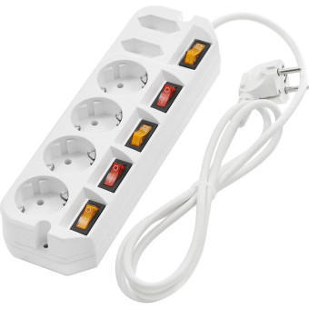 Удлинитель Most A16 6 розеток 5 м с заземлением и выключателем белый