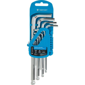 Набор ключей шестигранных 1.27-10 мм с шаром 10 шт Topfort