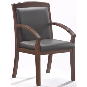 Конференц-кресло Easy Chair 421 KR черный (рециклированная кожа/темный орех)