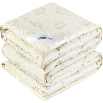 Одеяло евро Medsleep Camel Wool 200x220 см стёганое с кантом светло-бежевое