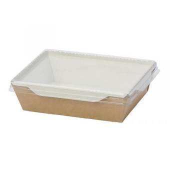 Уценка. Бумажный контейнер DoEco Eco OpSalad 400 для салата 400 мл коричневый (140х100х45 мм, 400 штук в упаковке)