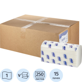 Полотенца бумажные листовые Luscan Professional V-сложения 1-слойные 15 пачек по 250 листов