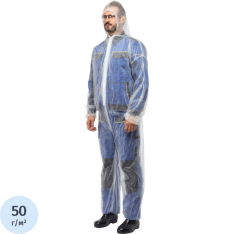 Комбинезон одноразовый с капюшоном Каспер белый 50г/кв.м (размер 60-62,  XXXL)