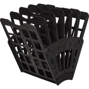 Лоток вертикальный веерный для бумаг 240 мм Attache пластиковый черный 6 отделения