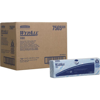 Нетканый протирочный материал Kimberly-Clark WypAll X80 синий (10 пачек по 25 листов)