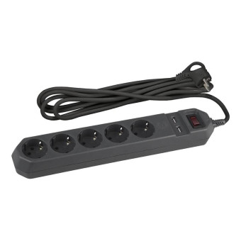 Сетевой фильтр ЭРА USF-5es-1.5m-USB-B на 5 розеток 1.5 метра