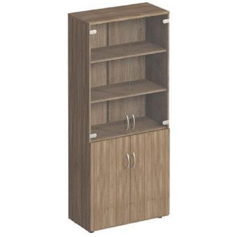 Шкаф для документов Комфорт К.379 со стеклом (дуб шамони темный, 800х380х2000 мм)