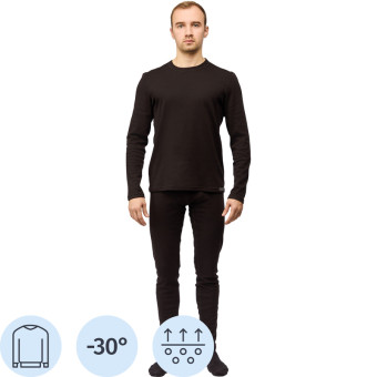 Термофутболка мужская с длинным рукавом Guahoo G22-0050S с начёсом  чёрная (размер 58, рост 188 см)