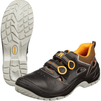 Полуботинки с перфорацией (сандалии) Мистраль Ultra ПУ-ТПУ из натуральной кожи с композитным подноском черные размер 46