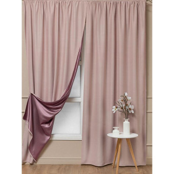 Комплект штор Amore Mio Блэкаут однотонный Milan-043 (2 портьеры 150x270 см) розовый