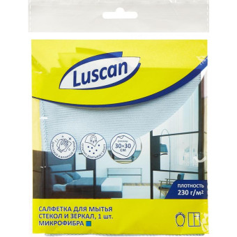 Салфетка хозяйственная Luscan микрофибра 30х30 см 230 г/кв.м синяя