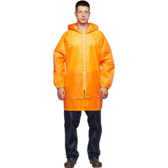 Плащ влагозащитный Ивент Блик на молнии оранжевый со светоотражающим кантом (размер 60-62, XXL, 182-188)