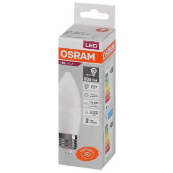 Лампа светодиодная Osram LED Value B свеча 10Вт E27 6500К 800Лм 220В 4058075579590