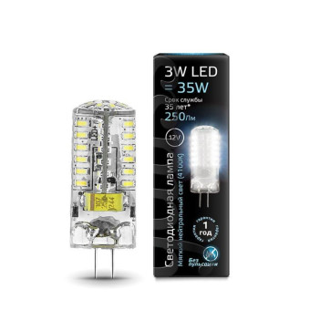 Лампа светодиодная Gauss LED 3 Вт G4 капсула 4100K мягкий нейтральный белый свет