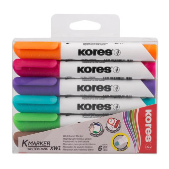 Набор маркеров для досок Kores 6 цветов (толщина линии 3 мм)
