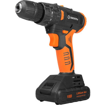 Дрель-шуруповерт ударная аккумуляторная Вихрь ДА-18Л-2КУ/Б 2 АКБ х Li-ion (18В, 1.5 Ач)+ЗУ в кейсе (72/14/23)