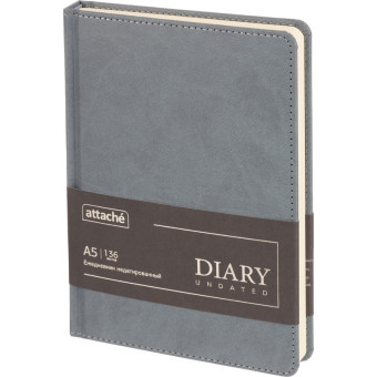 Ежедневник недатированный Attache Classic искусственная кожа тиснение А5  136 листов серый