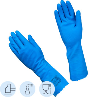 Перчатки многоразовые КЩС латексные/нитриловые Gward SL1 синие (размер 8-9, L, 12 пар в упаковке)