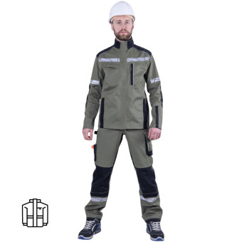 Куртка рабочая летняя мужская Корпорация с СОП хаки/чёрная (размер  60-62, рост 182-188)