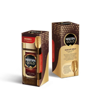 Кофе Nescafe Gold растворимый+брендированная ложка 95 г (промоупаковка)