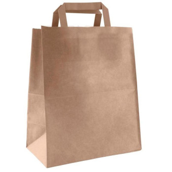 Крафт-пакет бумажный с плоскими ручками 32x20x32 см 80 г/кв.м био (160 штук в упаковке)