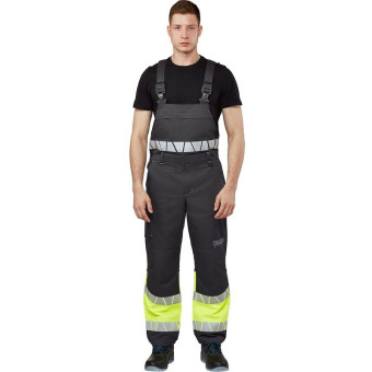 Полукомбинезон рабочий летний мужской Равелин с СОП лимонный/графит (размер 48-50, рост 194-200)