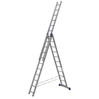 Лестница универсальная Алюмет алюминиевая трехсекционная 3x11 ступеней (5311)