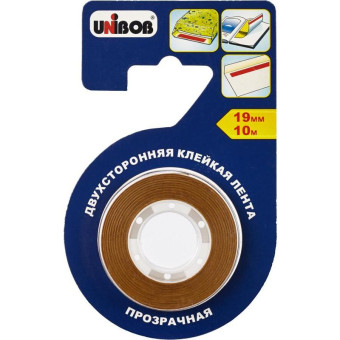 Клейкая лента для фотобумаги и пленки прозрачная Unibob полипропиленовая 19 мм х 10 м