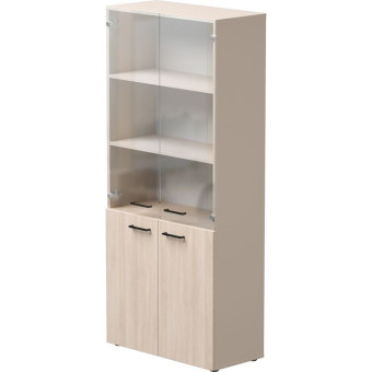 Шкаф для документов EVO 254H004GU/DY закрытый со стеклом кашемир/дуб  соната 800х383х1835 мм