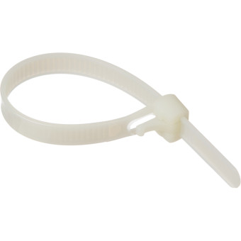Хомут (стяжка) пластиковый TOPFORT 150х7.2 мм белый многоразовый 100  штук