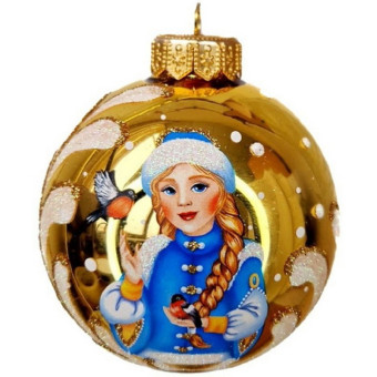 Шар новогодний Коломеев Снегурочка-внучка стекло разноцветный (диаметр 8 см)