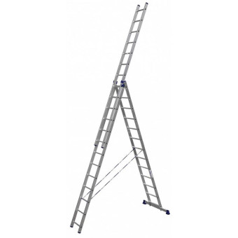 Лестница универсальная Алюмет алюминиевая трехсекционная 3x13 ступеней (5313)