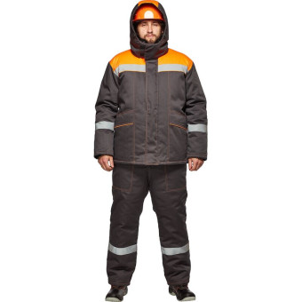 Костюм рабочий зимний мужcкой з45-КПК с СОП серый/оранжевый (размер 60-62, рост 182-188)