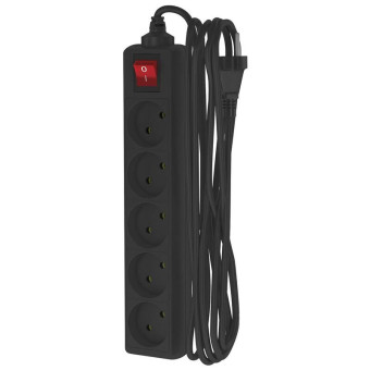 Удлинитель Фотон 10-55S 5 розеток 5 м с выключателем черный (22728)