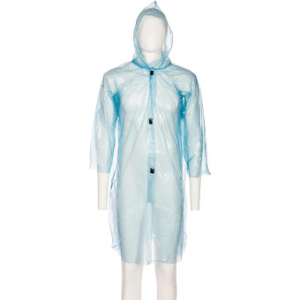 Плащ (дождевик) полиэтиленовый на липучках синий (размер 60-62)