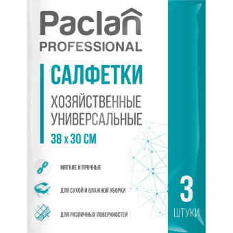 Салфетки хозяйственные Paclan вискоза 38x30 см 90 г/кв.м разноцветные (3 штуки в упаковке)