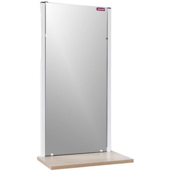 Зеркало настенное Attache Мюлен с полкой (белый глянец/ясень шимо светлый, 420x783 мм, прямоугольное)