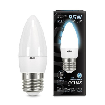 Лампа светодиодная Gauss LED 9.5 Вт E27 свеча 4100 К нейтральный белый свет