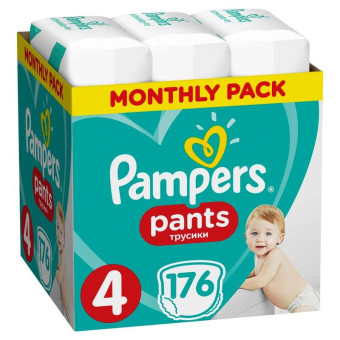 Подгузники-трусики Pampers Pants размер 4 (L) 9-15 кг (176 штук в упаковке)