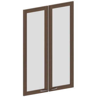 Двери средние Милан стеклянные прозрачные (орех, 804х18х1181 мм, 2 штуки)