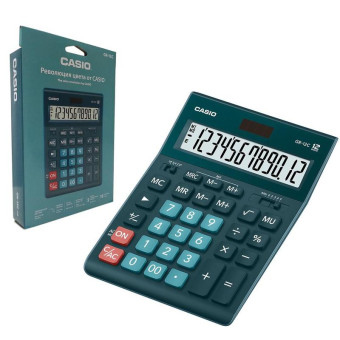 Калькулятор настольный ПОЛНОРАЗМЕРНЫЙ CASIO GR-12C-DG-W-EP 12-разрядный темно-зеленый