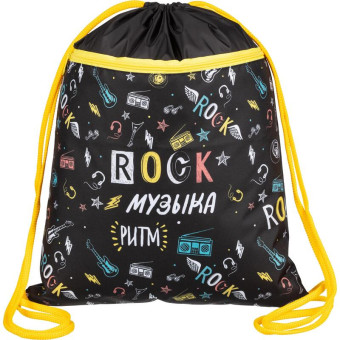 Мешок для сменной обуви Комус Класс Rock музыка 360х470 мм черный с карманом