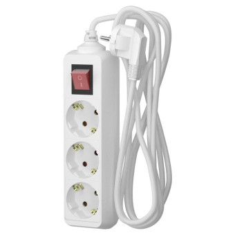 Удлинитель Фотон 16-53ЕS 3 розетки 5 м с заземлением и выключателем белый (24753)