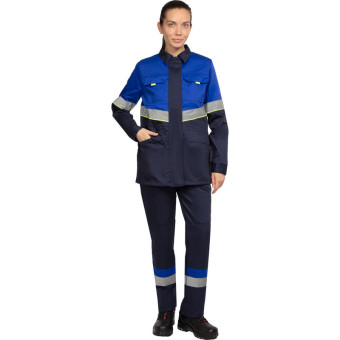 Куртка рабочая летняя женская л43-КУ с СОП синяя/васильковая (размер  40-42, рост 158-164)