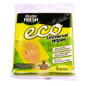 Салфетки хозяйственные Master Fresh Эконом вискоза 30x34 см 80 г/кв.м желтые (3 штуки в упаковке)